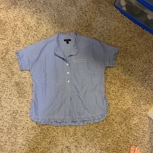 Blue and white striped blouse